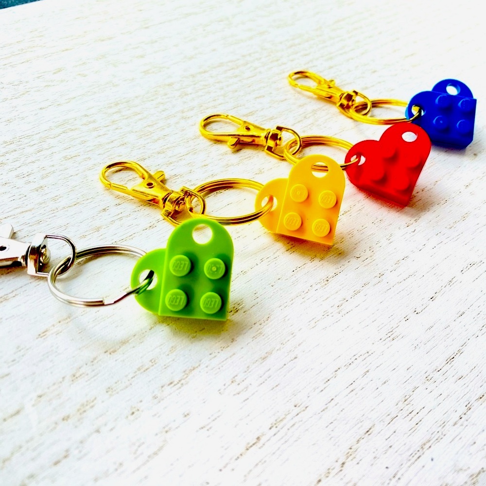 New auth YELLOW LEGO heart keychain